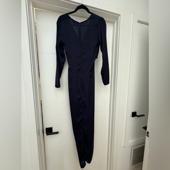 Topshop Navy Long Sleeve Twisted Front Maxi Dress Elegant & Formal Gown Size 6 - Picture 9 of 14